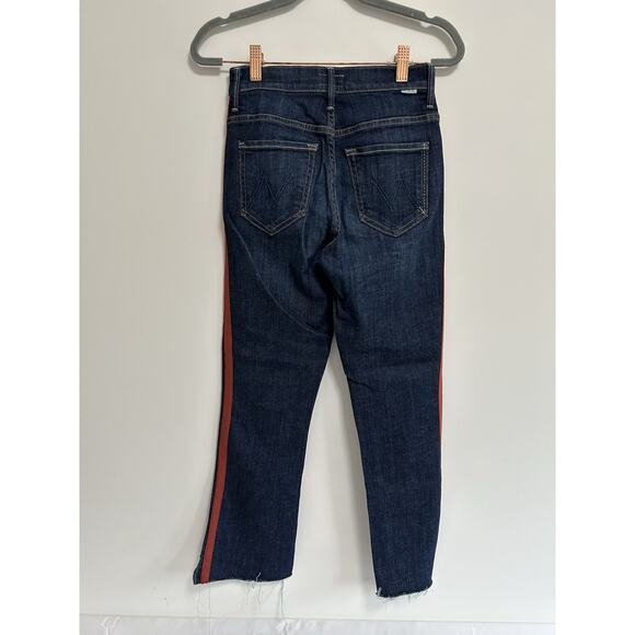 NWOT MOTHER Insider Crop Step Hem Fray Speed Racer Jeans Sz 24 Dark Blue - Picture 6 of 12